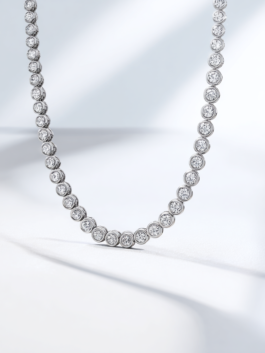 Grand Tennis Necklace | Bezel Set
