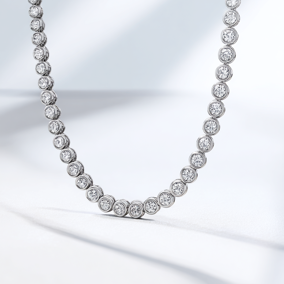 Grand Tennis Necklace | Bezel Set