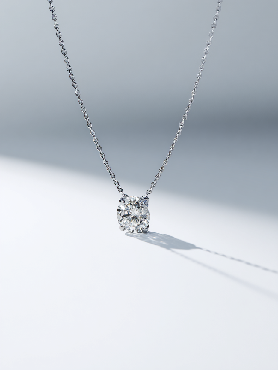 Oval Diamond Pendant Necklace | DEF VS
