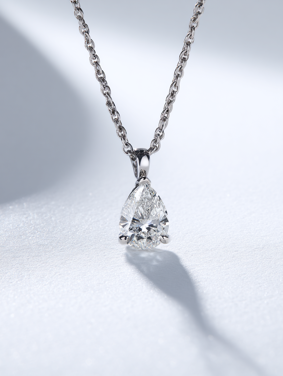 Pear Cut Diamond Pendant Necklace | DEF VS