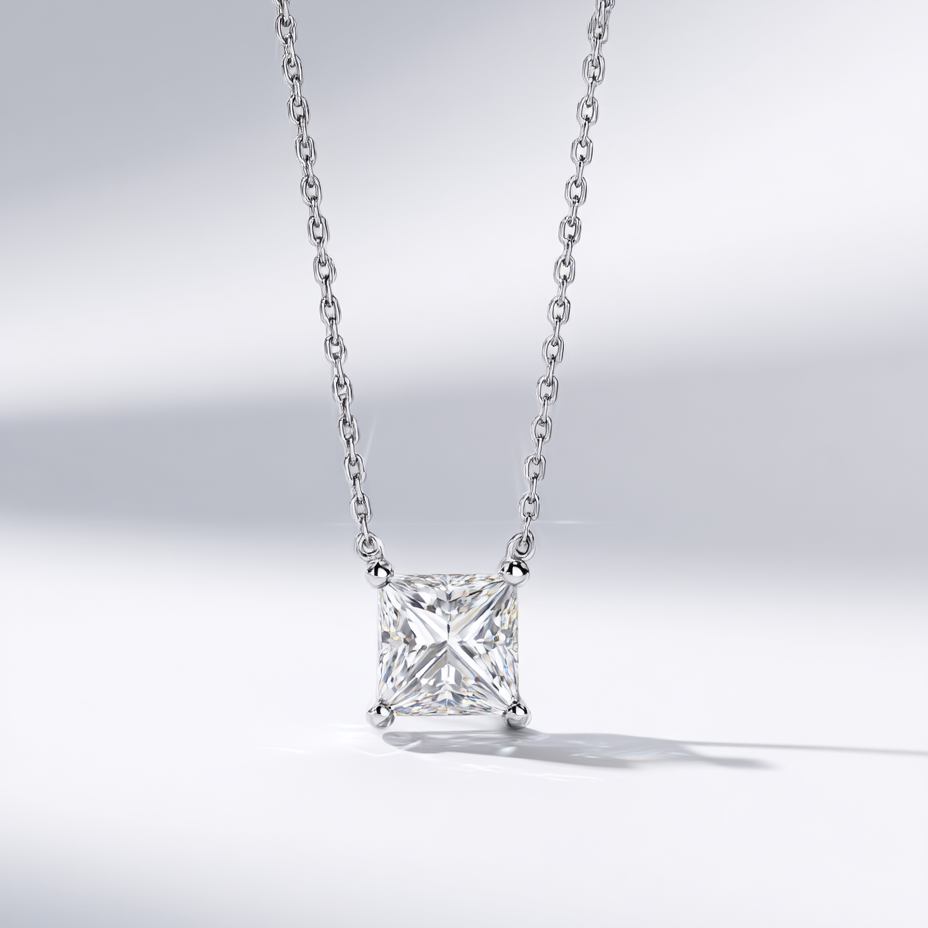 Princess Cut Diamond Pendant Necklace | DEF VS