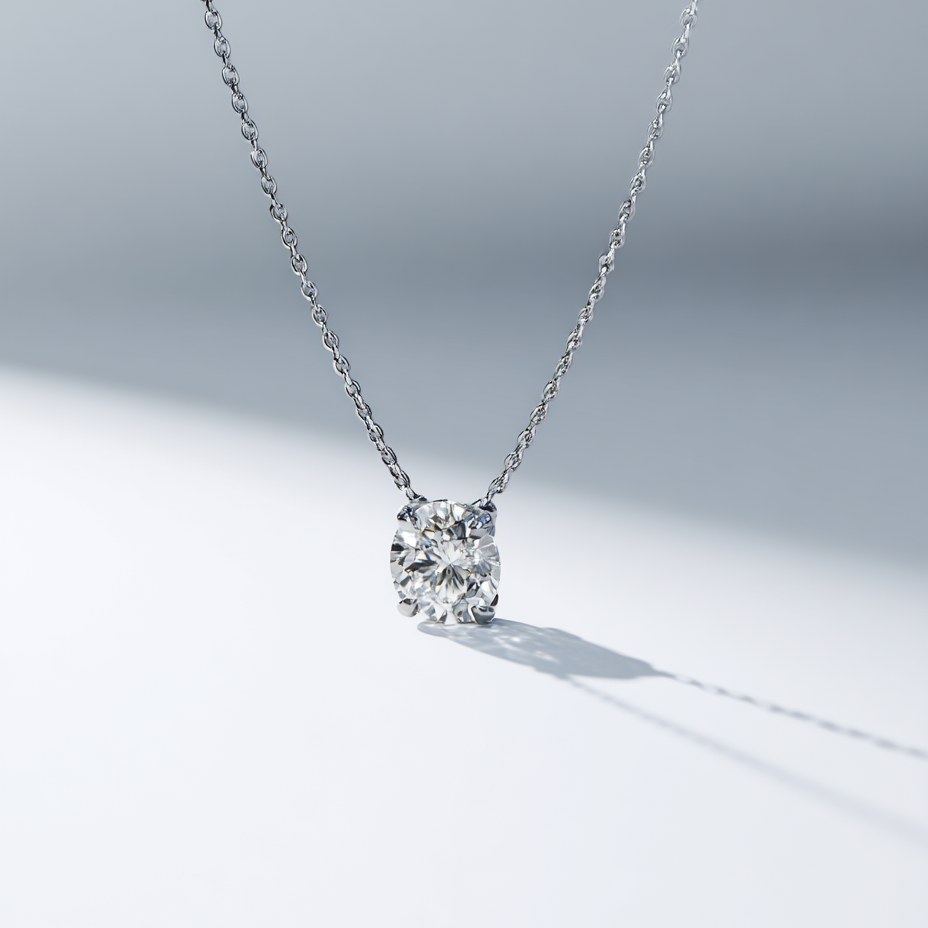 Oval Diamond Pendant Necklace | DEF VS