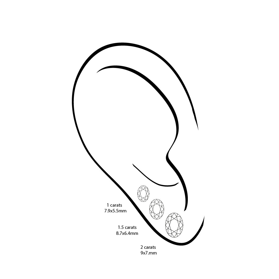 Oval Diamond Stud Earrings | DEF VS